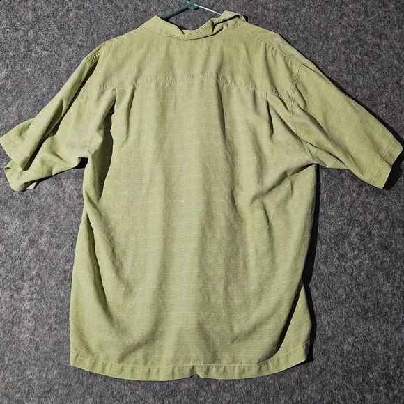 Tommy Bahama Shirt Mens XL Green Floral Palm Tree Silk Button Up Hawaiian Camp - Picture 2 of 9